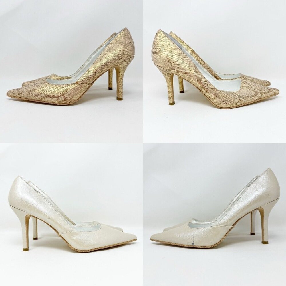 Rampage MARIA Women 8 Snake Skin Heels Pointed Toe Stiletto Metallic Lot of 2